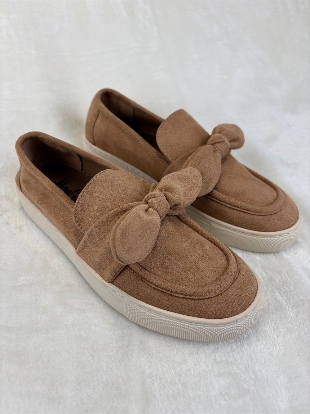 HEY GIRL By Corkys Brown Faux Suede Why Knot Loafer Slip On Size 6